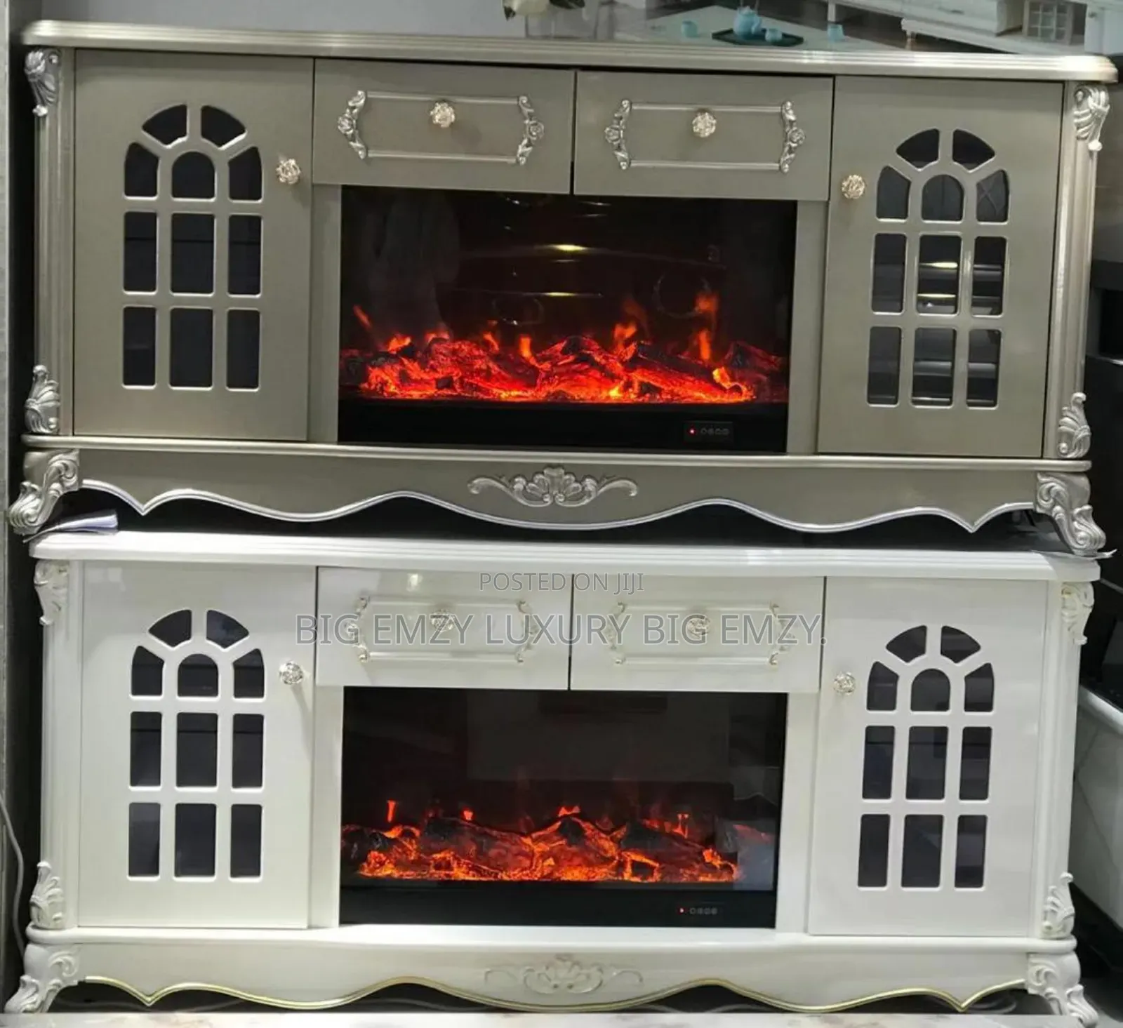 Tv Stand With an Electric Fireplace.