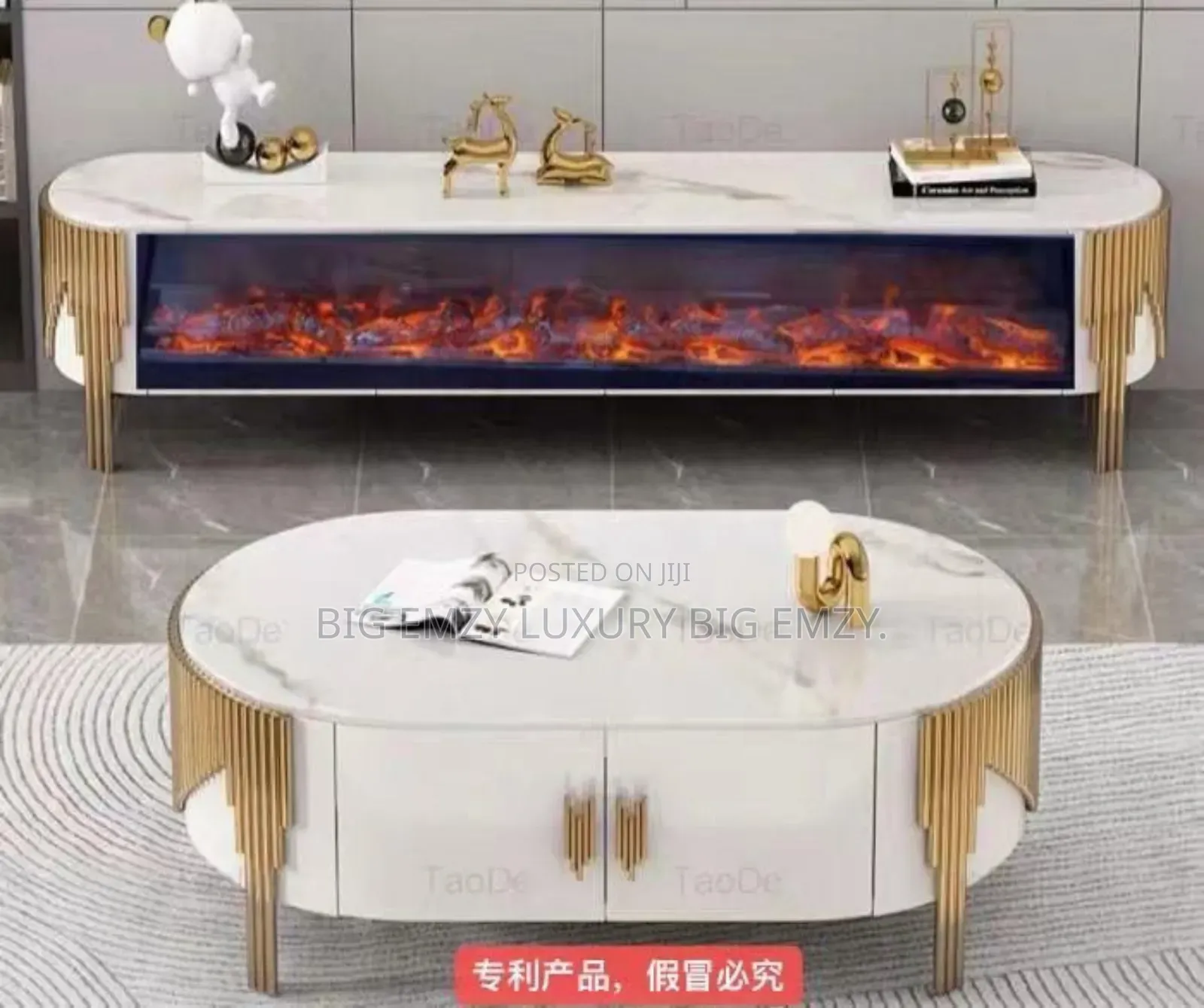 Complete Set of Tv Stand With an Electric Fireplace With Centre Table.