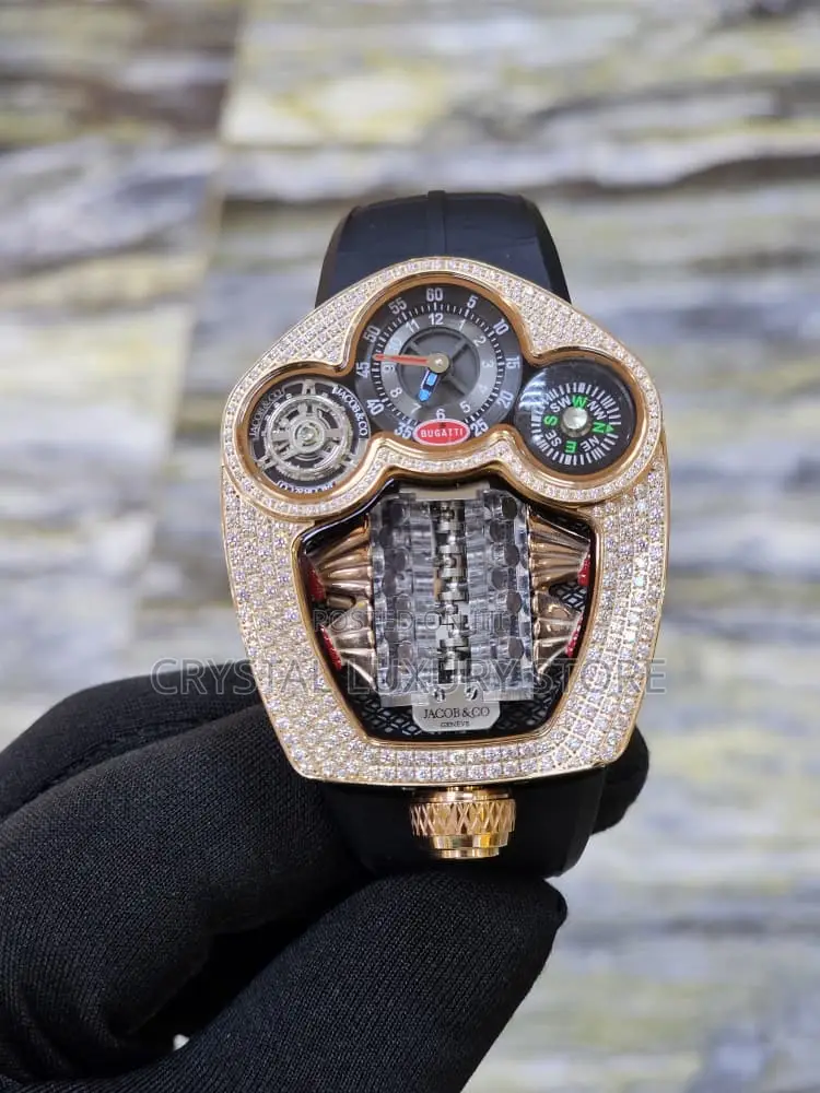 Bugatti Quality Luxury Men Chronograph Rubber Strap Wristwatch
