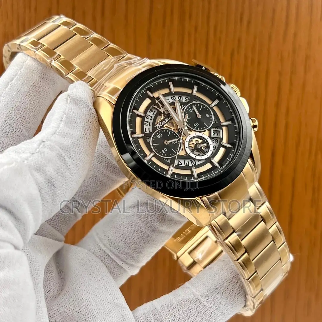 Masarati Quality Luxury Men Chronograph Chain Strap Wristwatch