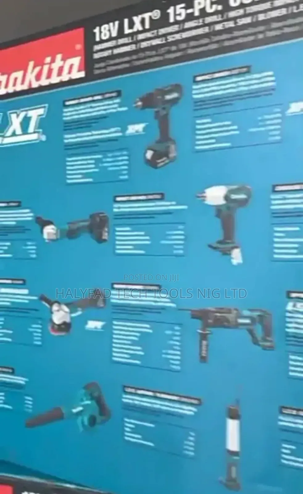 Makita 15 PCS Combo Kit Set Xt1501 18v LXT Lithium-Lon Cordless