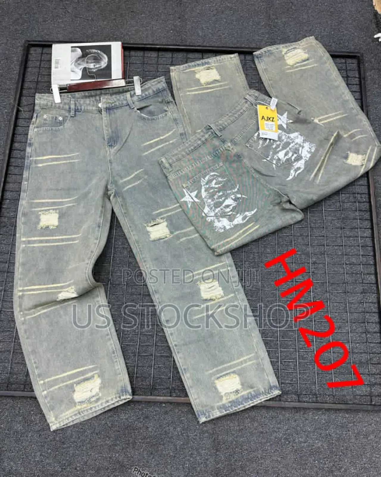 Straight Cut Design Jeans for Men
