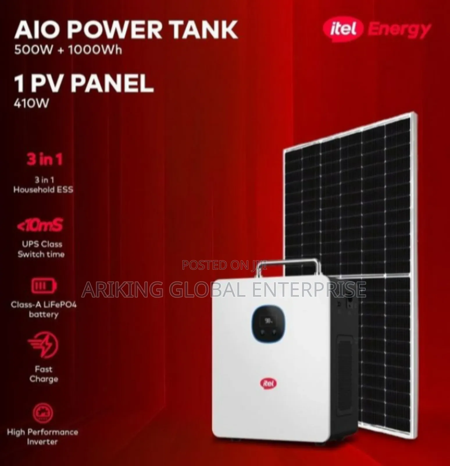 Itel 500w Solar Generator 1000wh Lithium Battery .