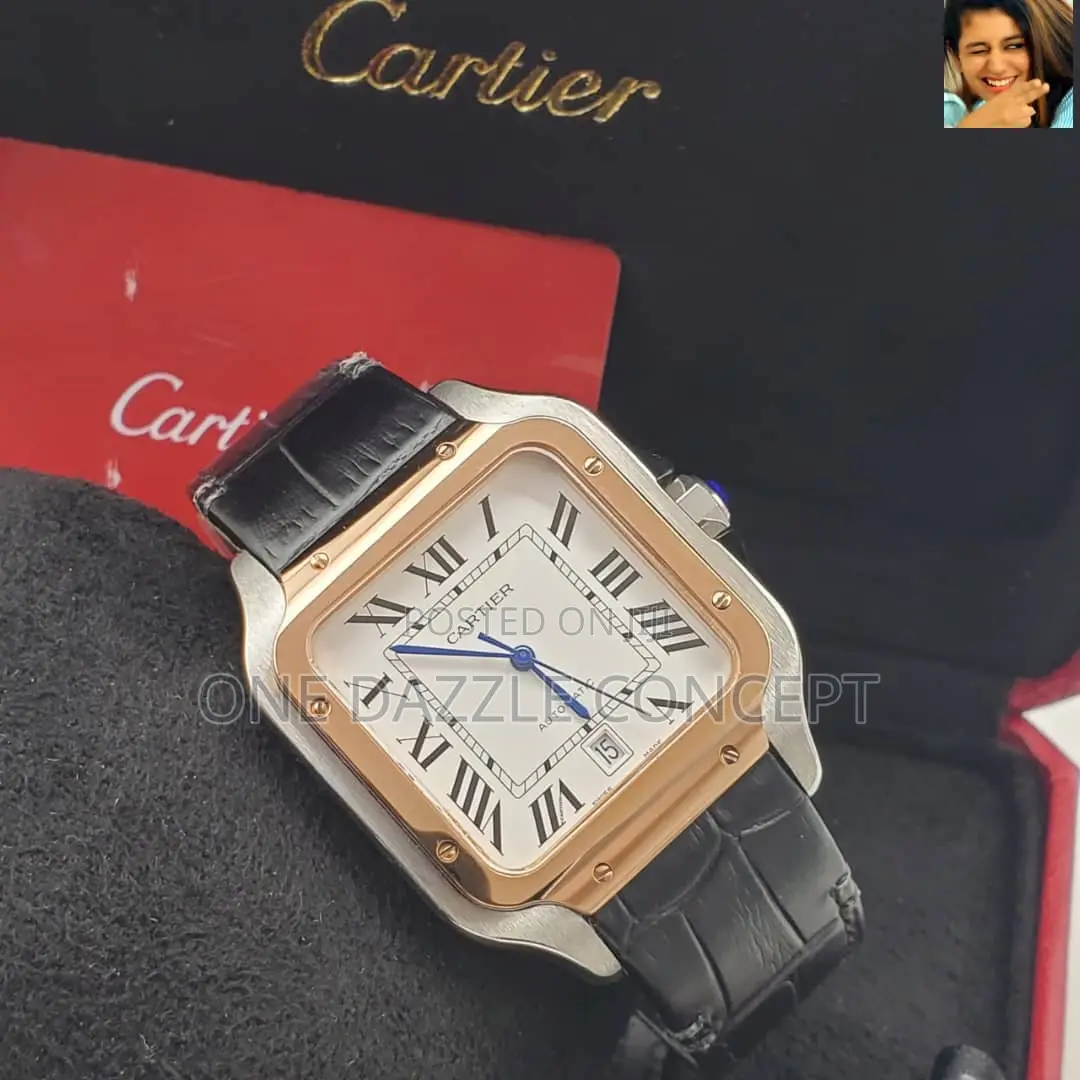 Auto Cartier Leather Wrist Watch