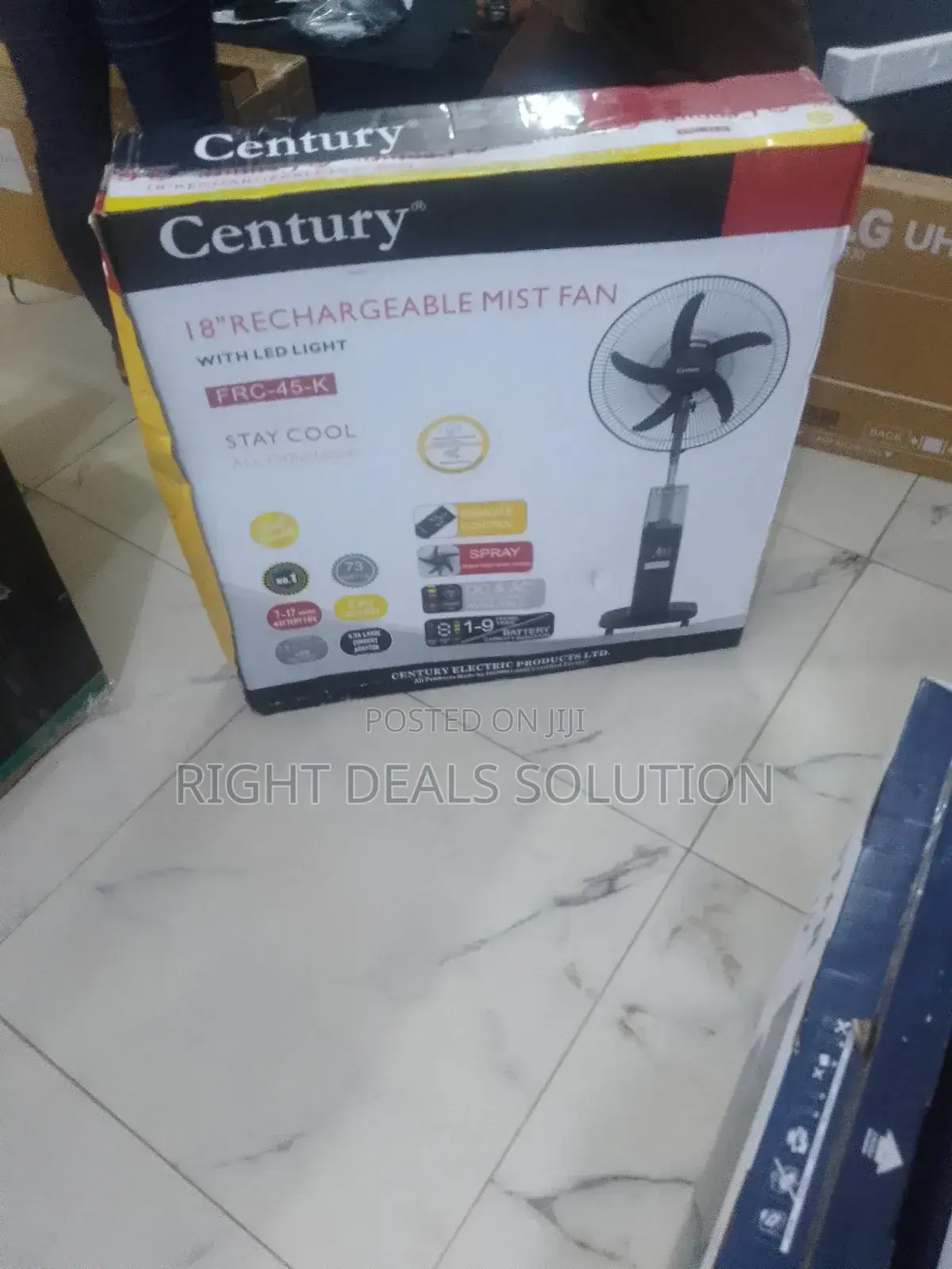 Eco-Friendly Century 18-Inch Standing Rechargeable Water Spray Fan