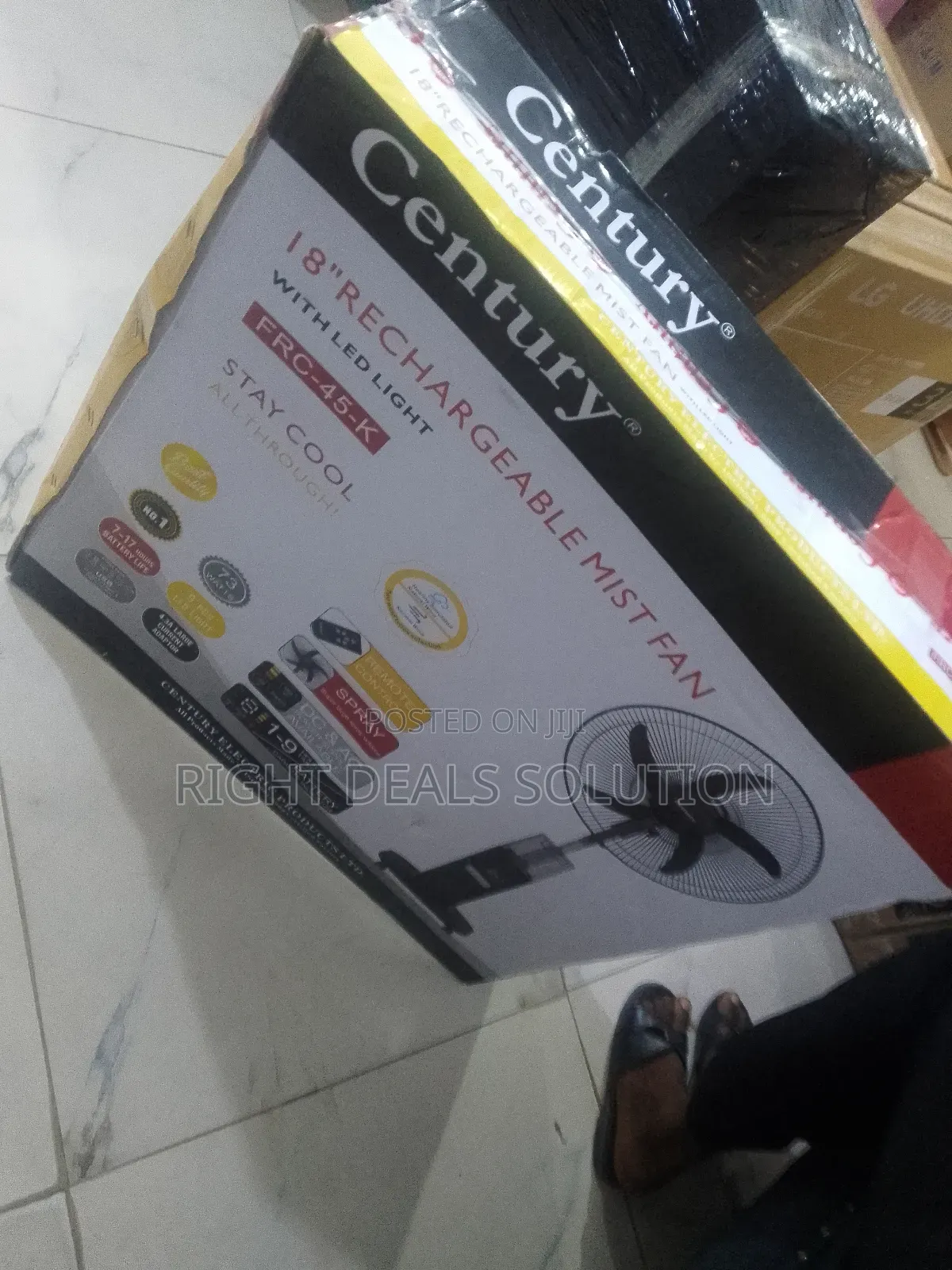Century 18" Quiet Powerful Rechargeable Standing Mist Cooling Fan