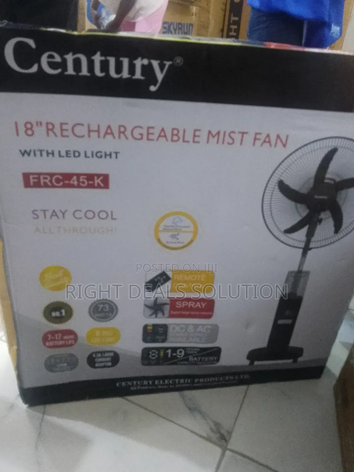 Century’S All-in-One Cooling Solution: 18" Rechargeable Mist Fan