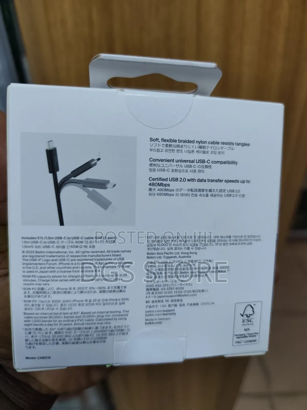 Belkin Boost Charge Usb C to Usb C Cable 60w