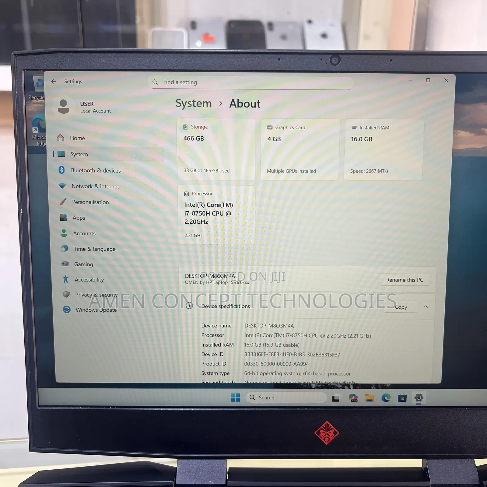 Laptop HP Omen 15 16GB Intel Core i7 SSD 512GB