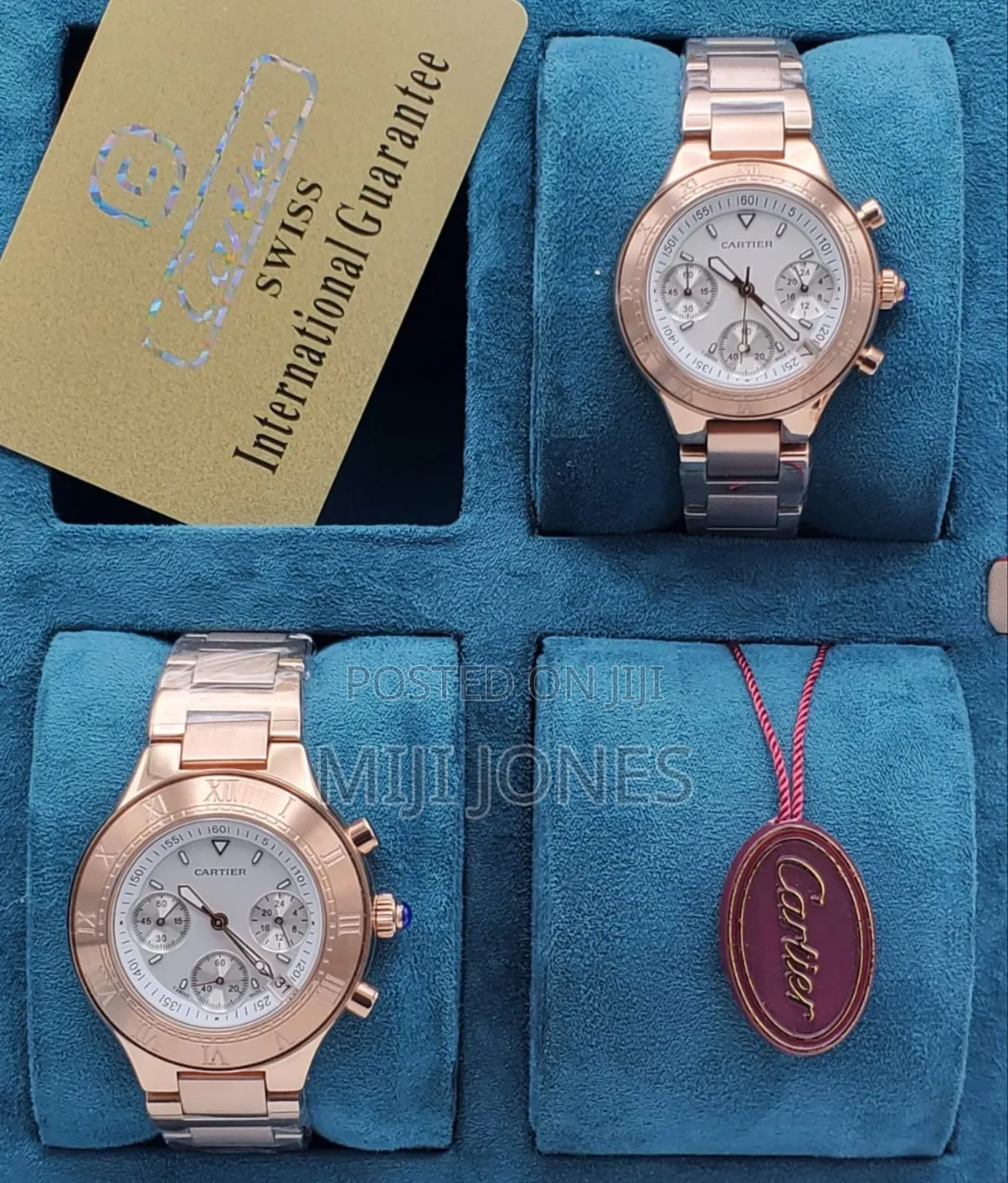 *Cartier‐Style Unisex Chain‐Link Quartz Chronograph