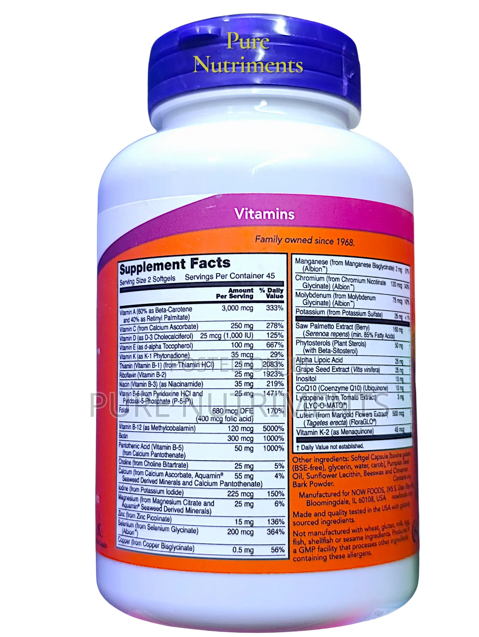 Now Adam Men’S Multivitamin Softgels With Saw Palmetto – 90 Softgels