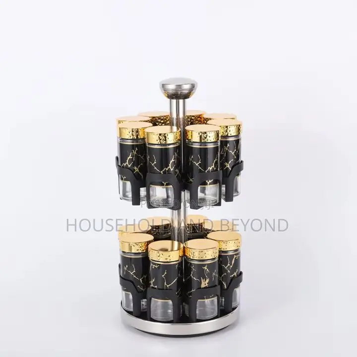 16 Bottles Rotating Kitchen Seasoning Bottles Spice Rack