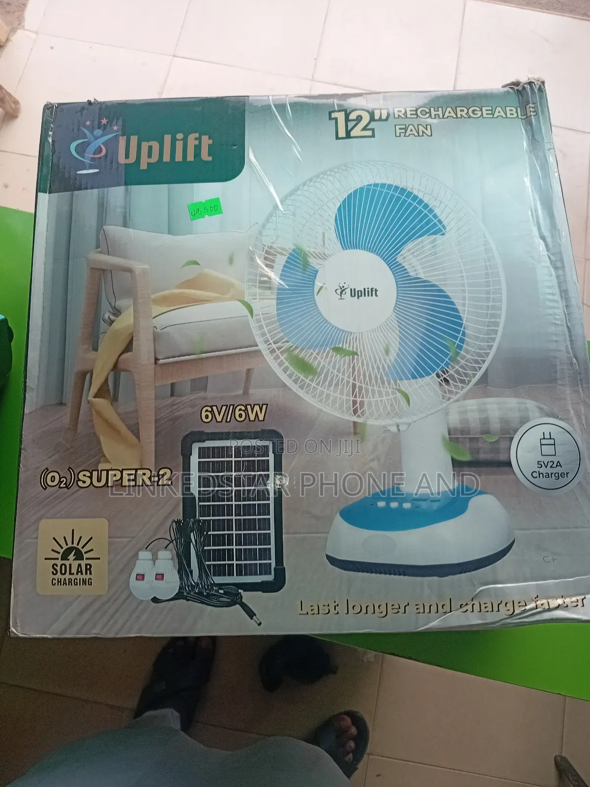12 Inch Solar Rechargeable Table Fan With Led Bulb and Panel