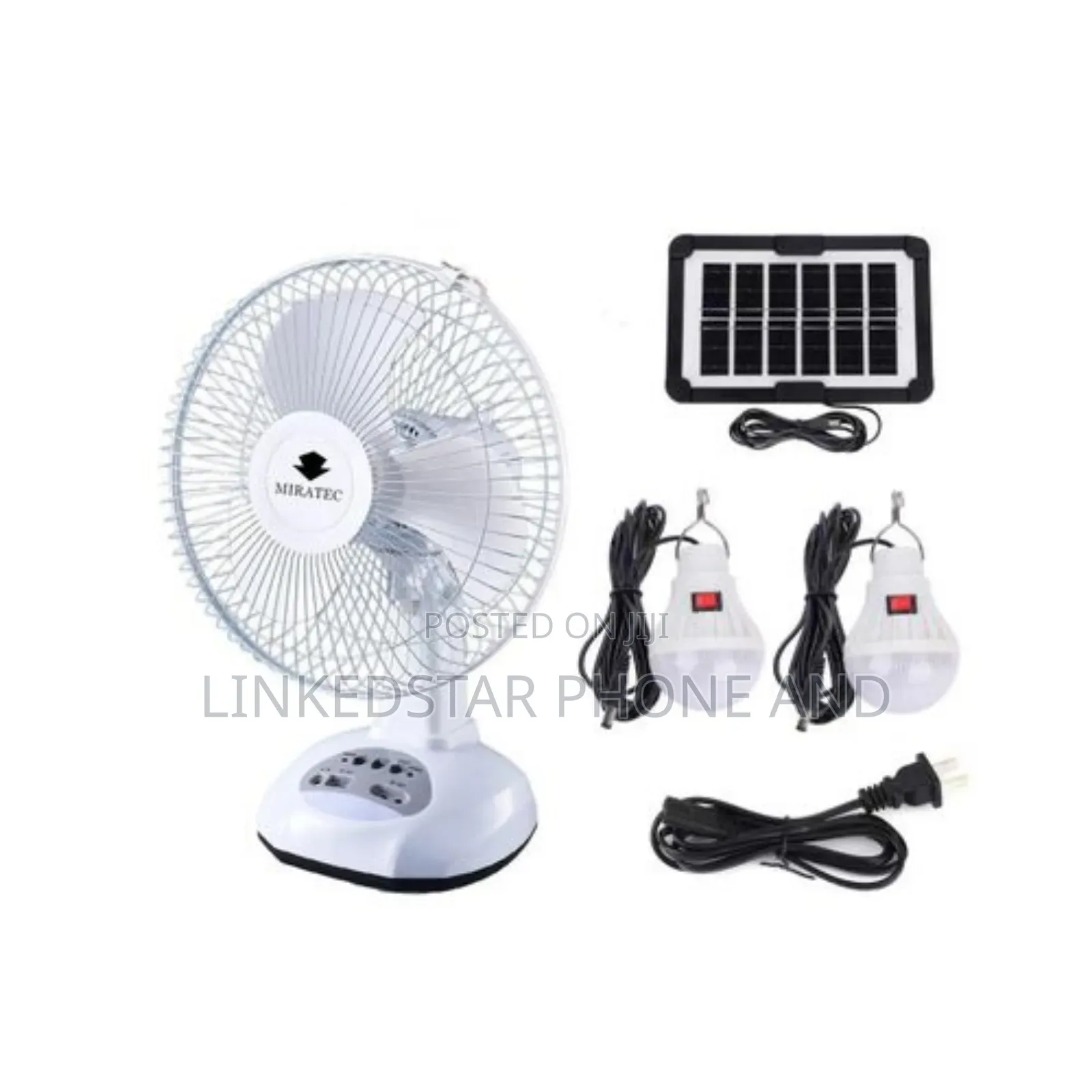 12 Inch Solar Rechargeable Table Fan With Led Bulb and Panel