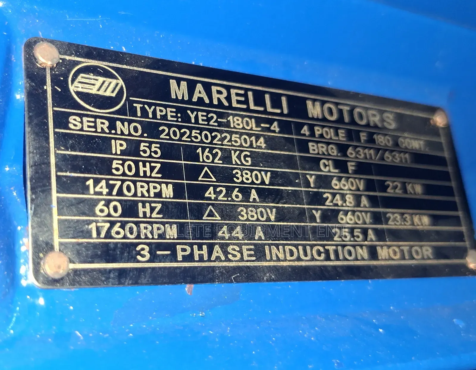 22 Kilowwats Marelli Electric Induction Motor