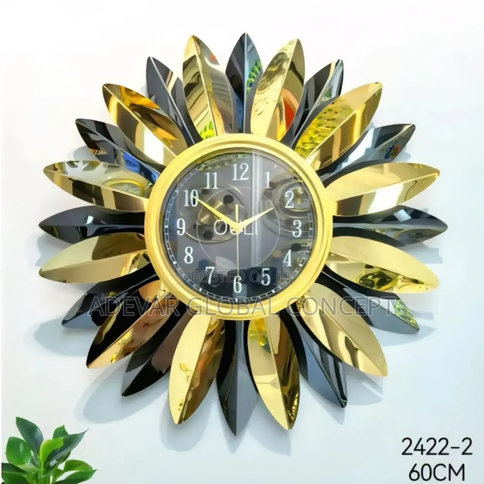 60cm Luxury Leaf Wall Clock For Home And Office Decor