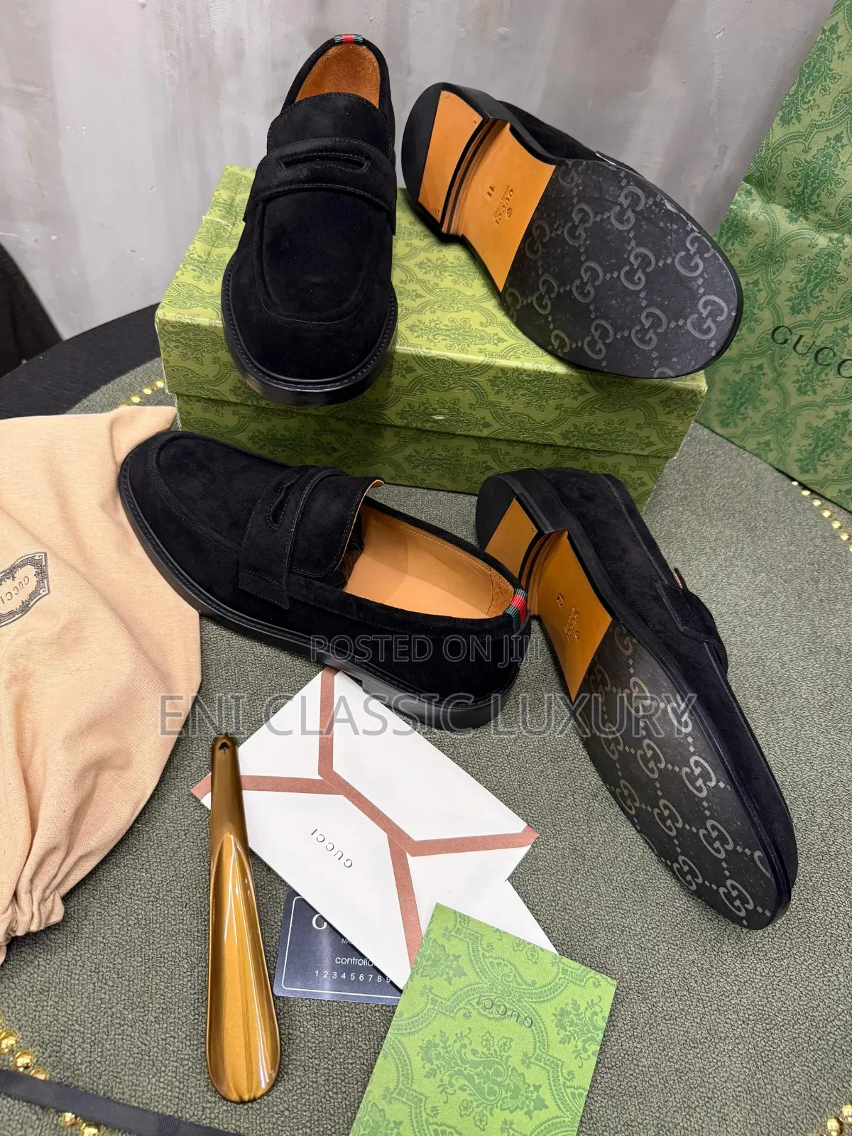 Original Luxury Leather Suede Shoes Gucci Well Banded Package