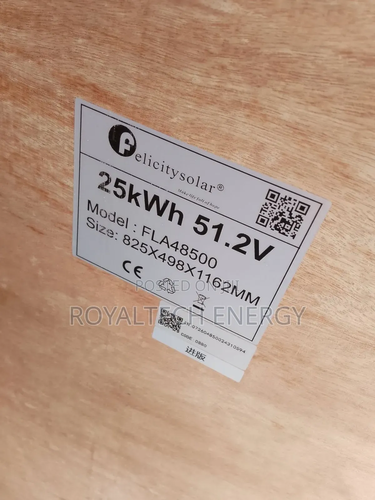 25kwh Felicity Lithium Phosphate Lon Battery With 500ah