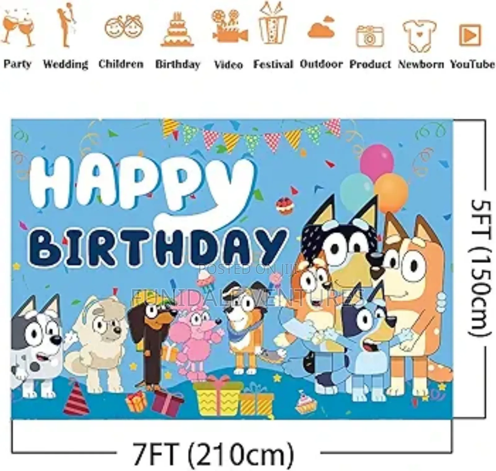 Bluey Happy Birthday Banner 7ft by 5ft