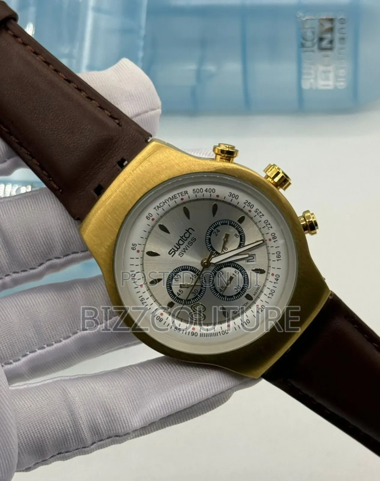 Original Swatch Leather Strap Watch Available In Store