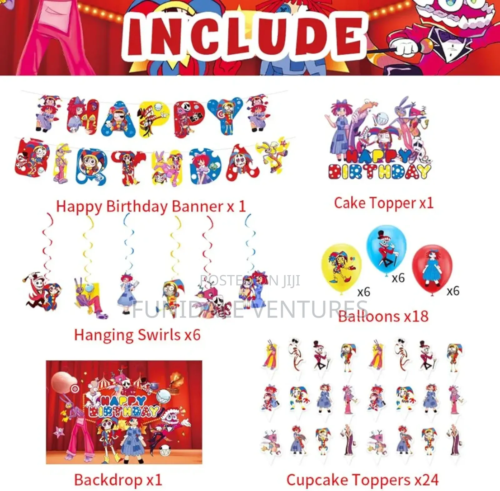 51pcs Amazing Digital Anime Circus Party Decorations