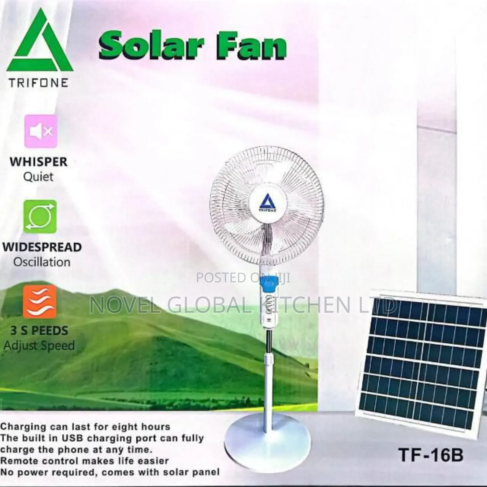 Trifone Solar Fan With Remote