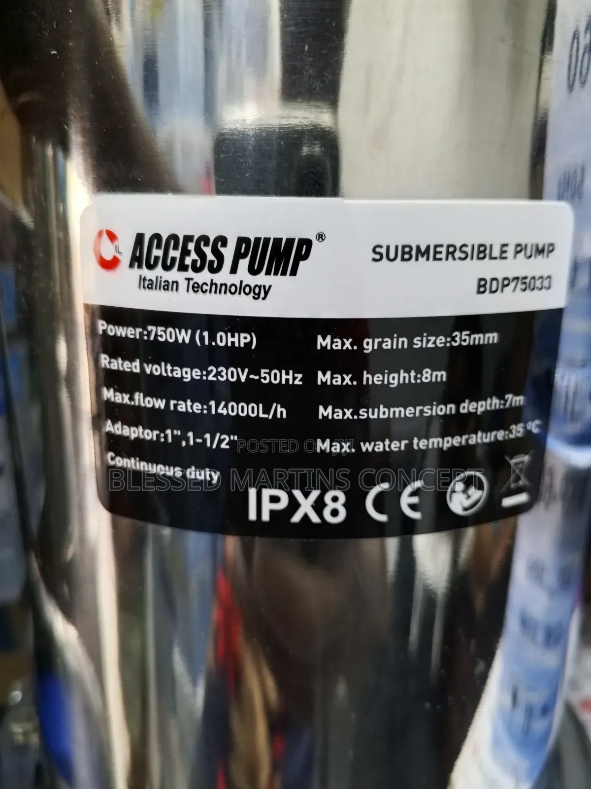 1hp Fountain Stainless Steel Submersible Pump,Also Used for Pond,Pools