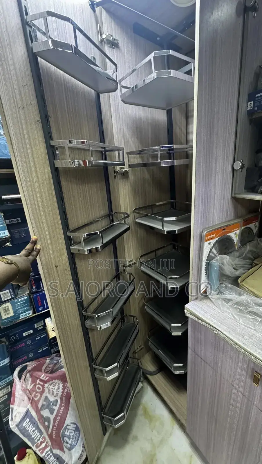 Built-in Cabinet Glass Pantry, 6-layers Stainless Kitchen Organizer