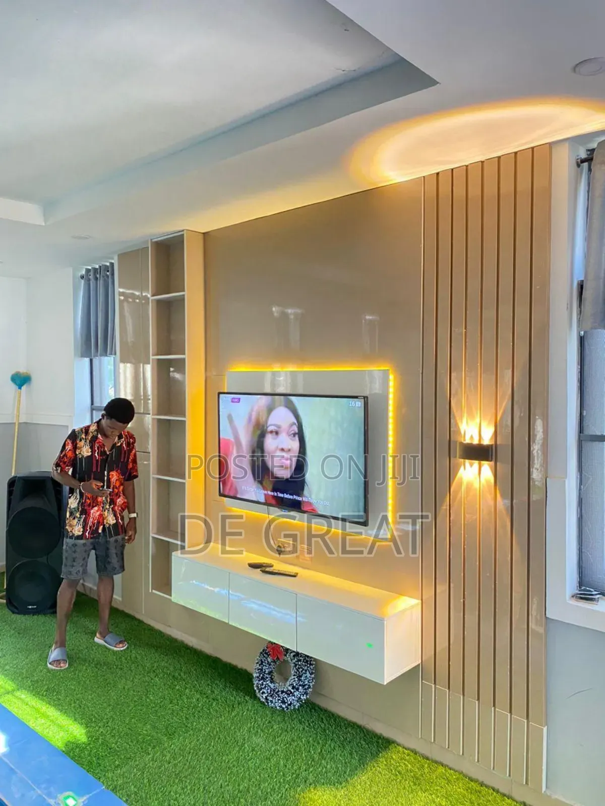 Constructed Tv Console Made With Only HDF High Gloss
