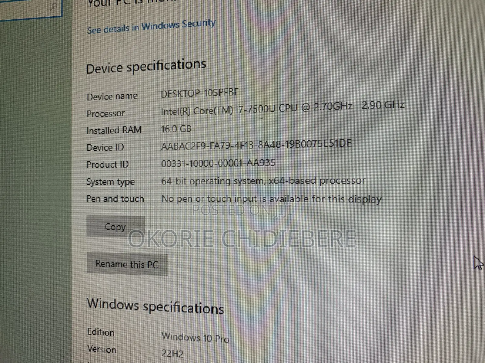 Desktop Computer HP 16GB Intel Core I7 SSD 256GB