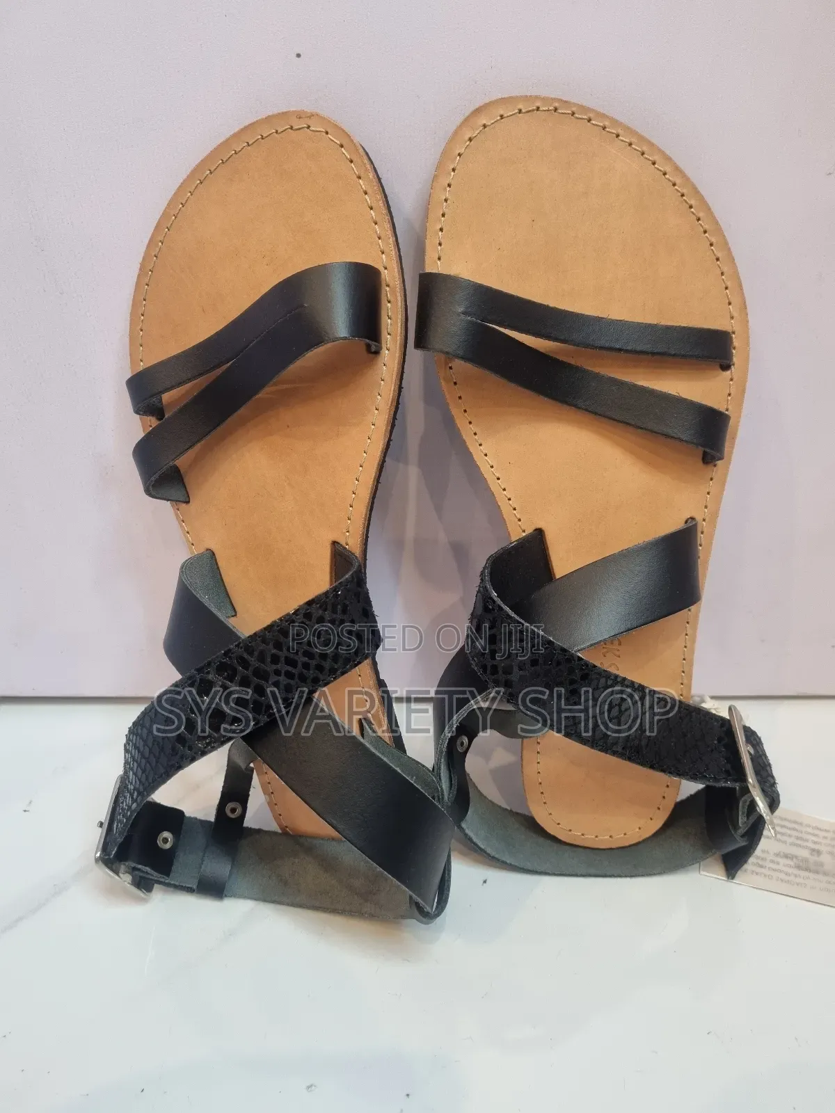 Black Greek Salad Sandals
