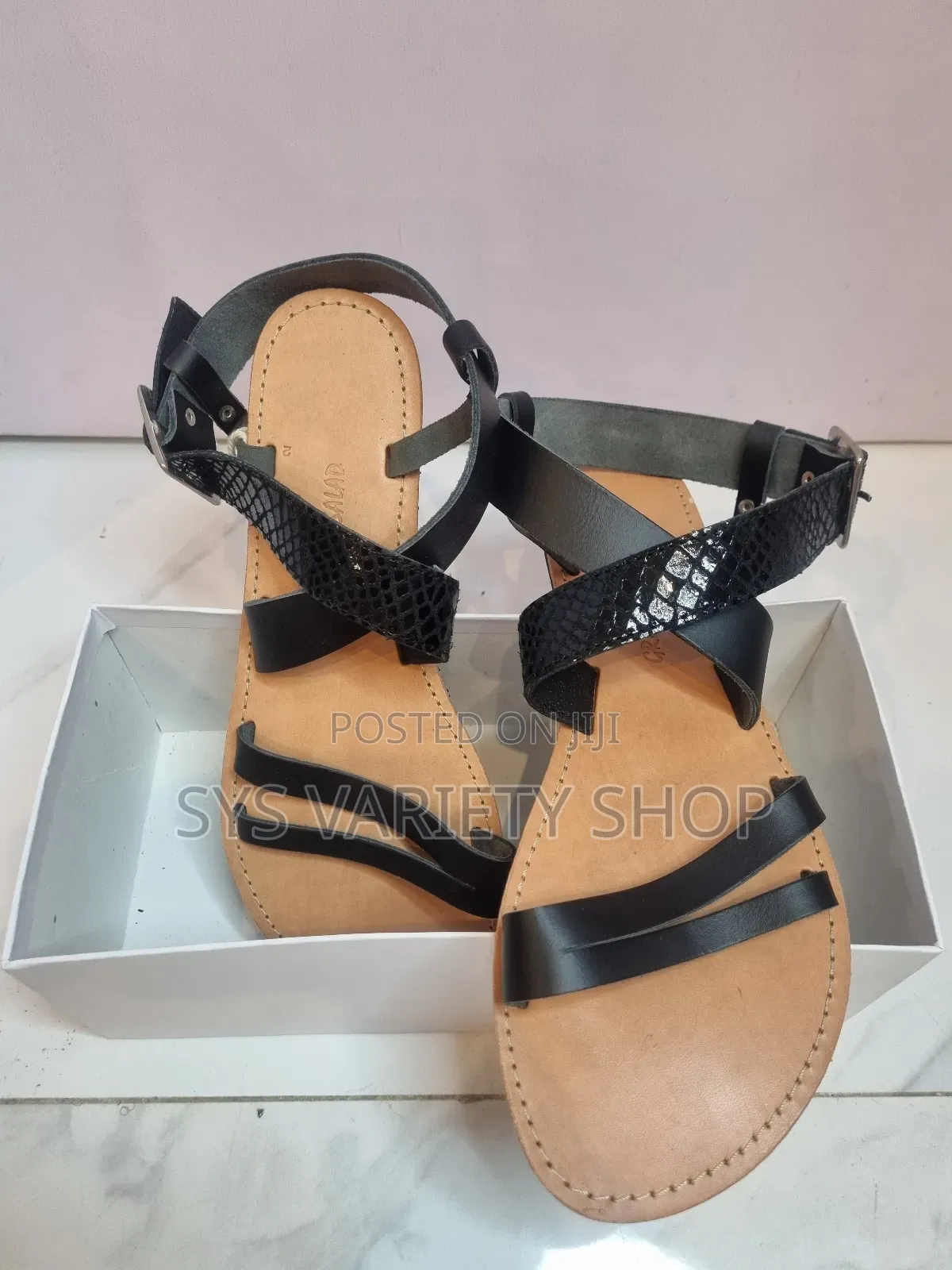 Black Greek Salad Sandals