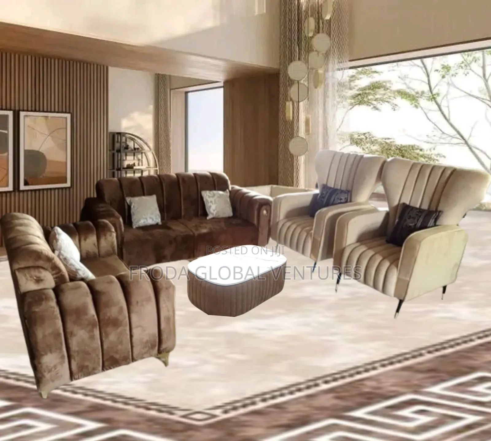 Set of 3,2,1,1 Seaters Sofa Chairs With Table. 7 Seaters Couch