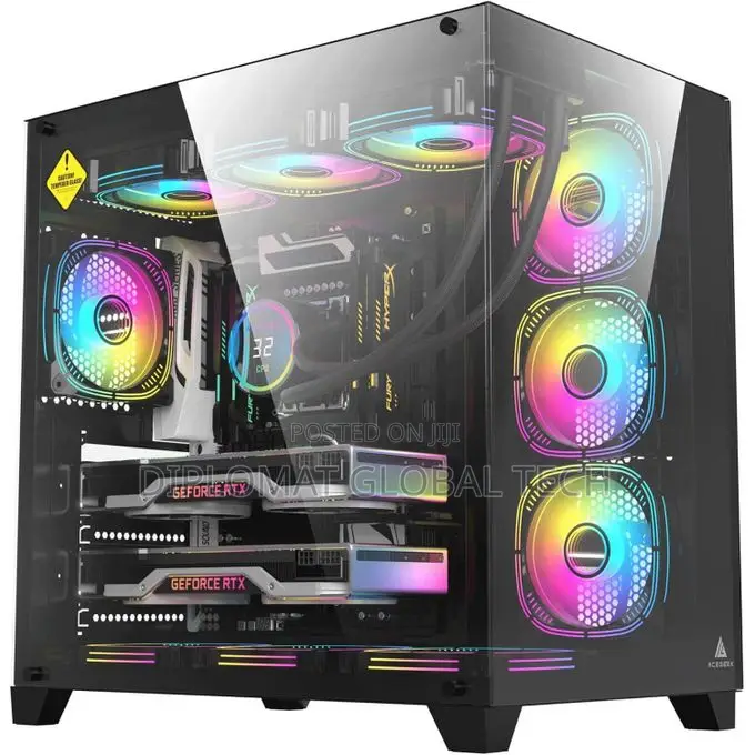 Acegeek R425 Pro Black Atx Gaming Case With Type-C Dual Tempered