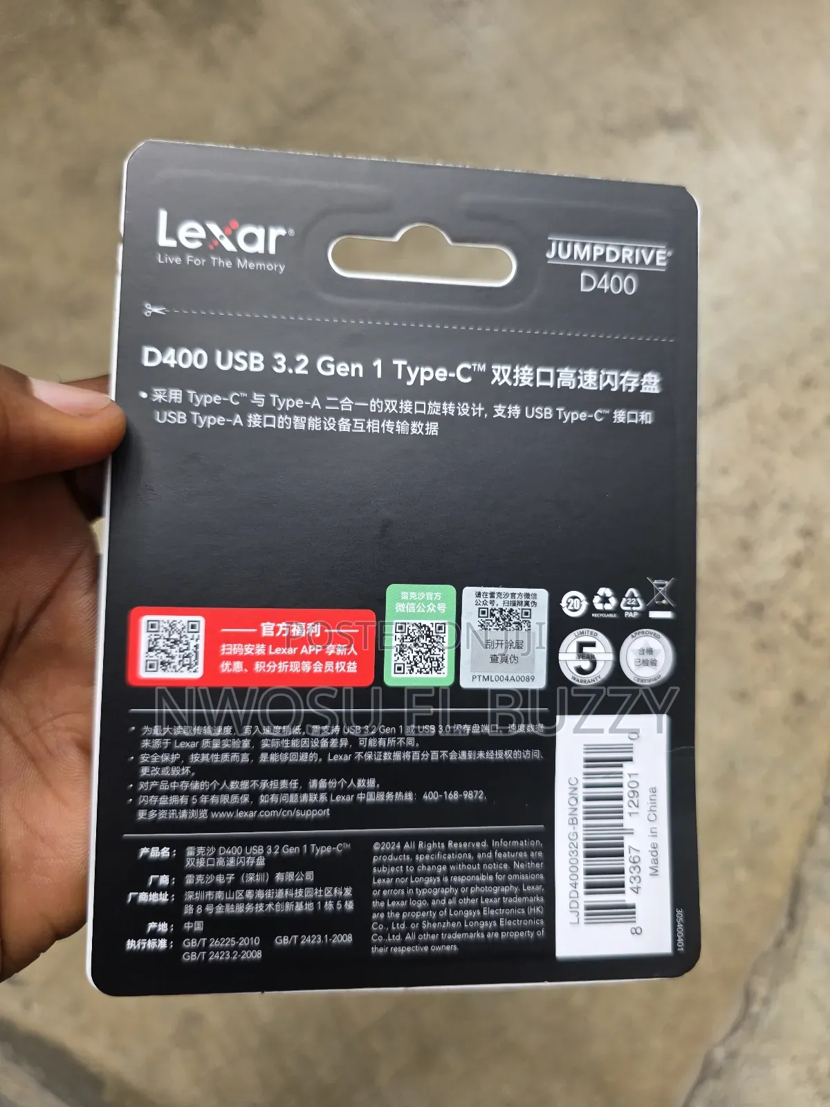 Lexar 32gb Jumpdrive D400 Dual Drive Usb 3.2 Gen 1 Flash Drive.