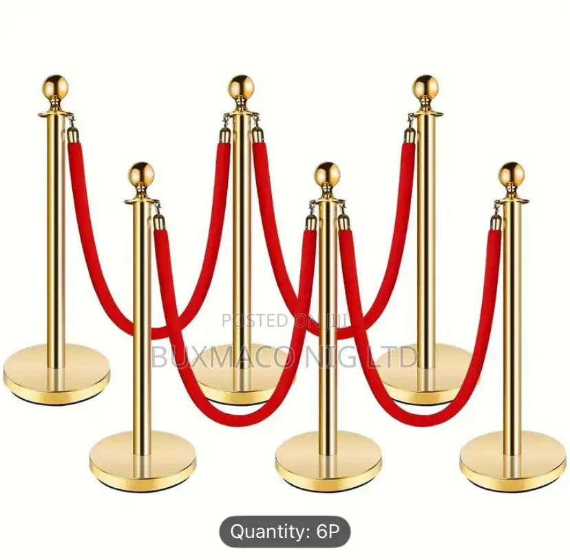 Stanchion Barrier Queue Poles And Ropes- Gold