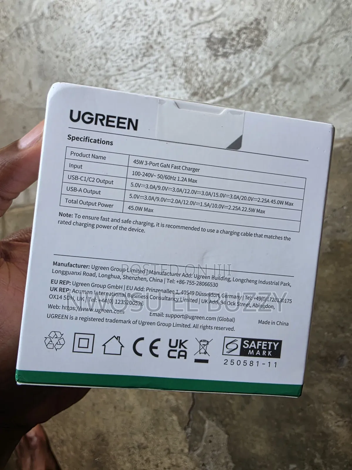 Ugreen 45w 3-port Gan Fast Charger