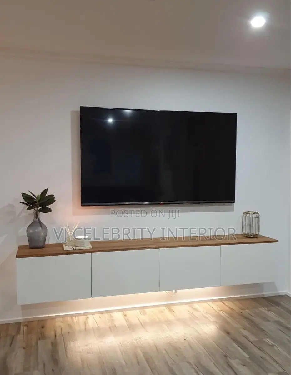 Brand New 8ft White and Brown HDF Console With Led Light