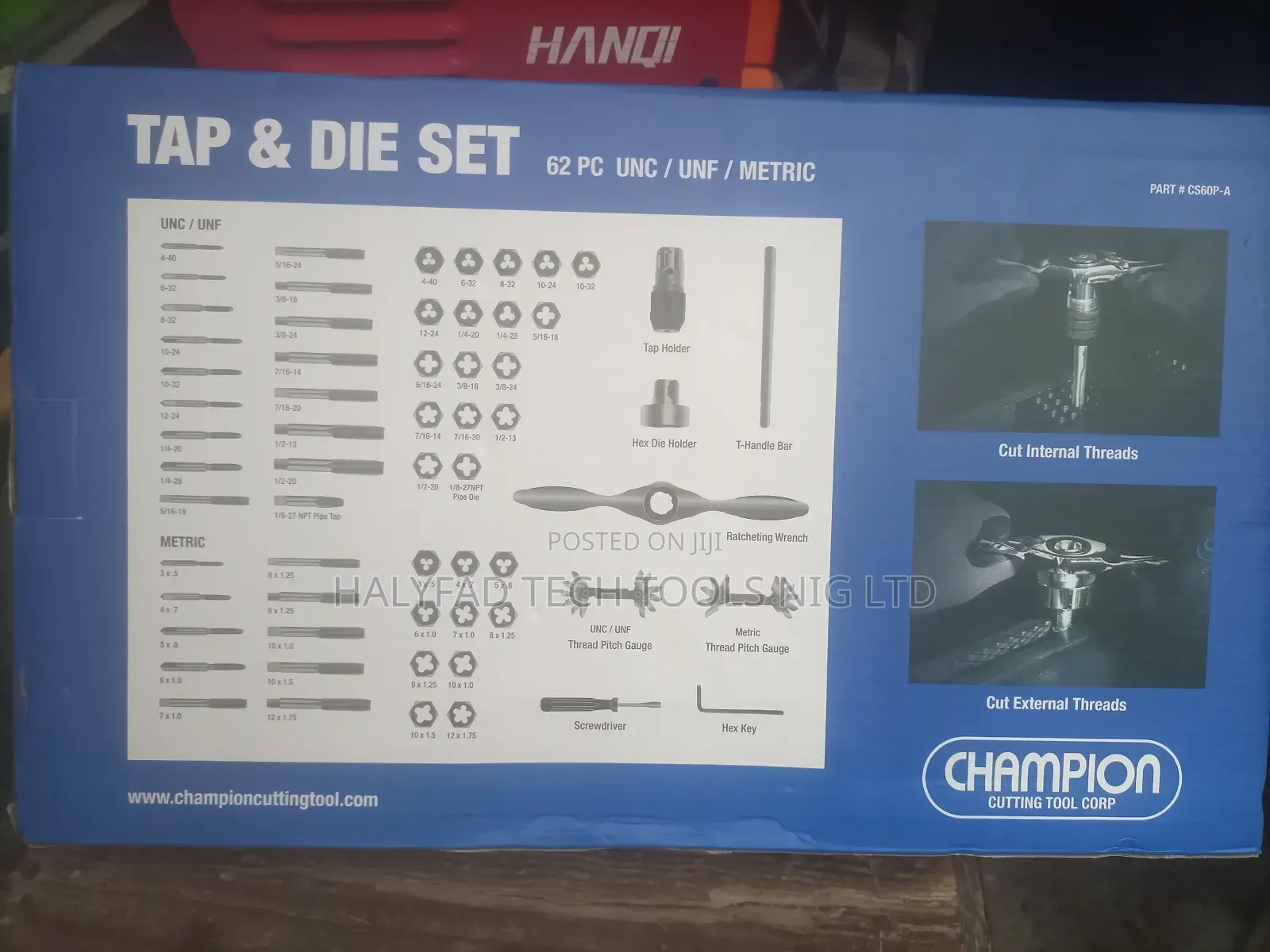 62 PCS Tap and Die Set Unc/Unf/Metric
