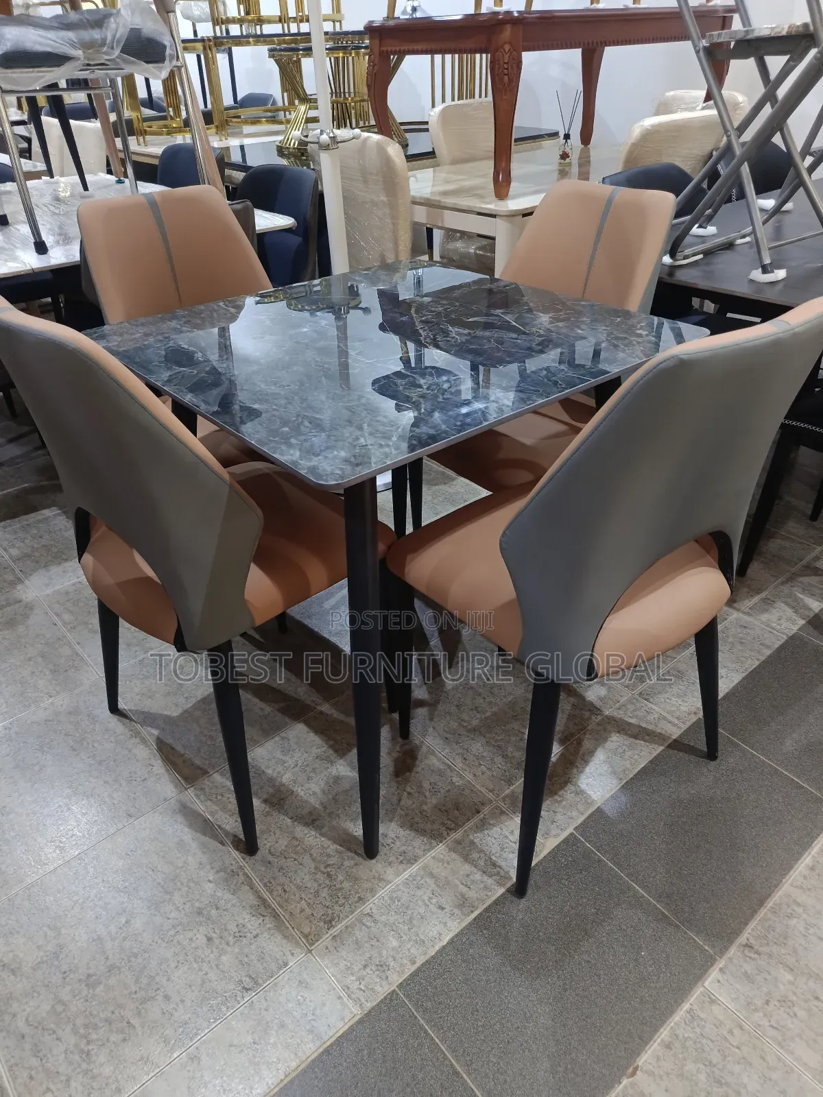 Simple 4 Seaters Marble Dining Table And Chairs