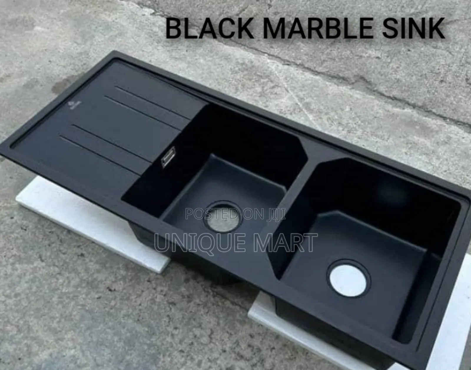 Black Double Bowl and Single Tray Acrylic Sink