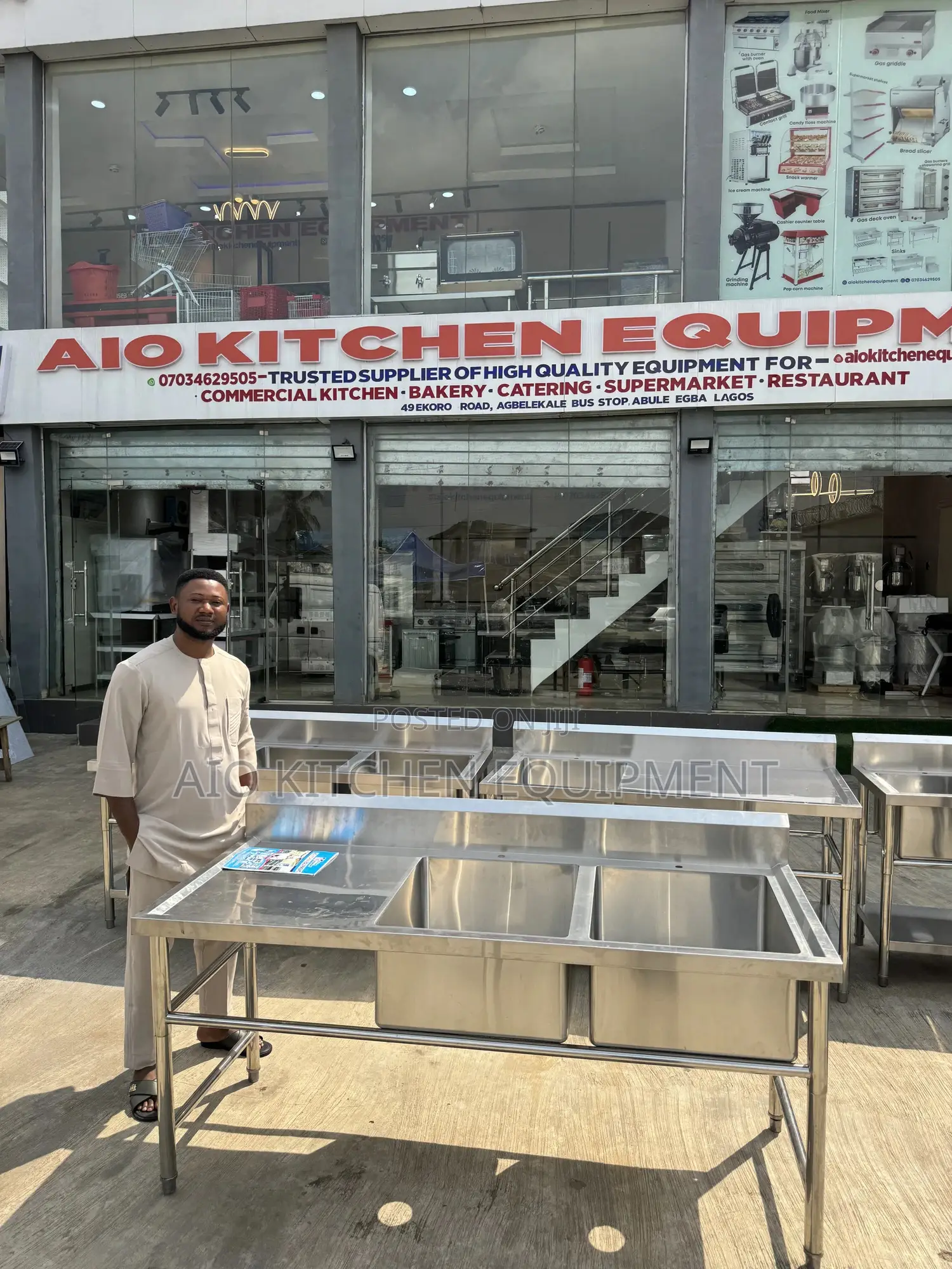 Commercial Sink, Double Bowl With Tray (Big)
