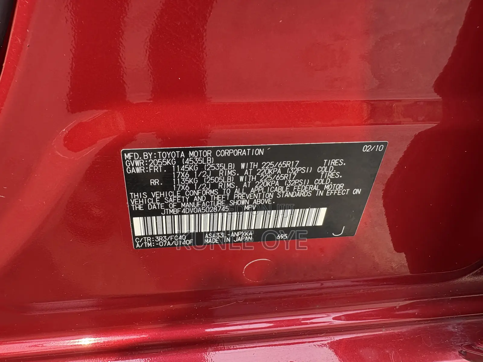 Toyota RAV4 2.5 2010 Red