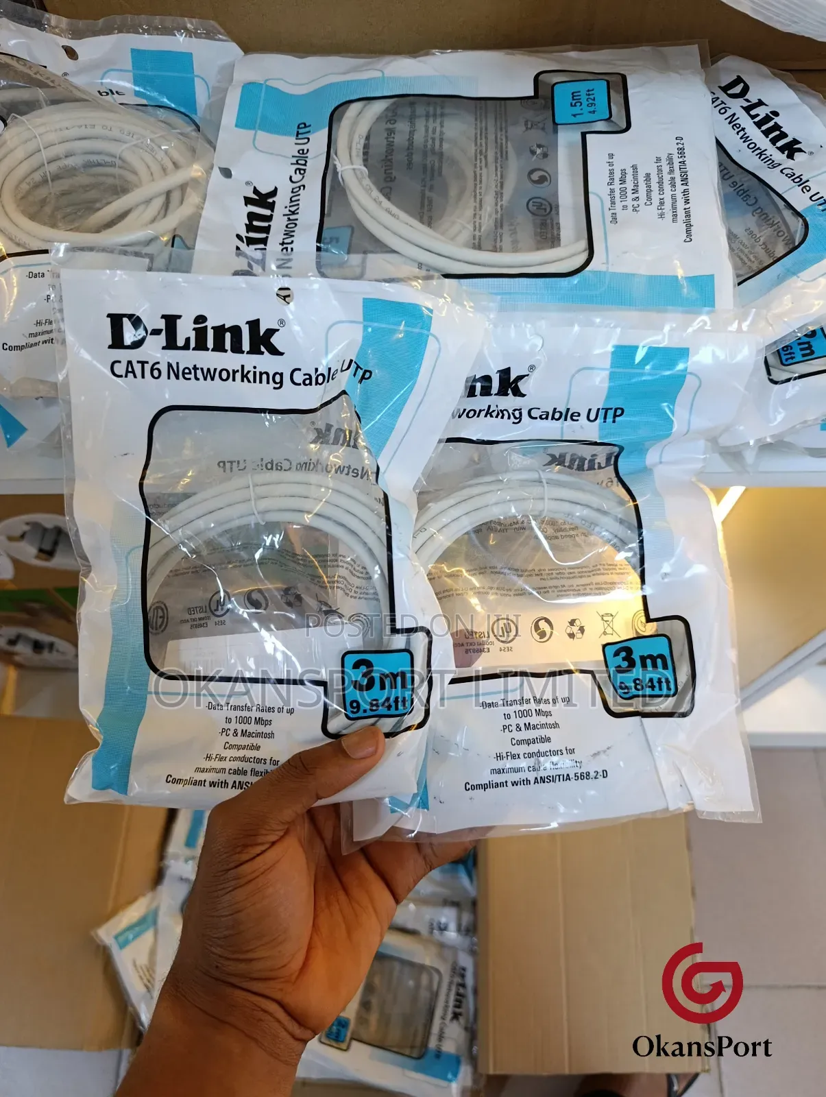 D-link Cat 6 Lan Cable Patch Cord Rj45 Net Cable 1m/ 1.5m/ 2m/ 3meters