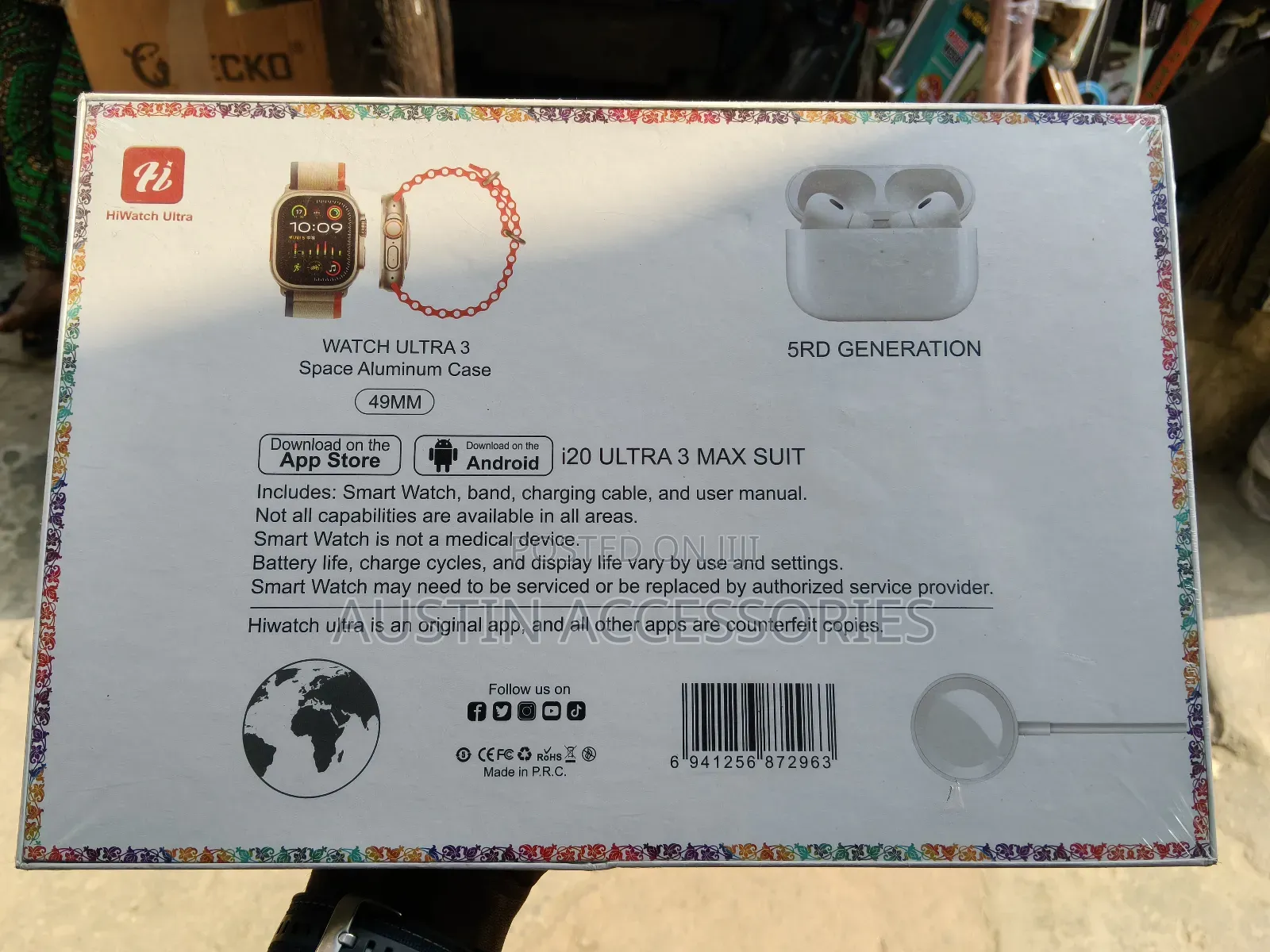 Hiwatch Ultra I20 Ultra 3 Max Suit
 10 In
1set
 Smart Watch