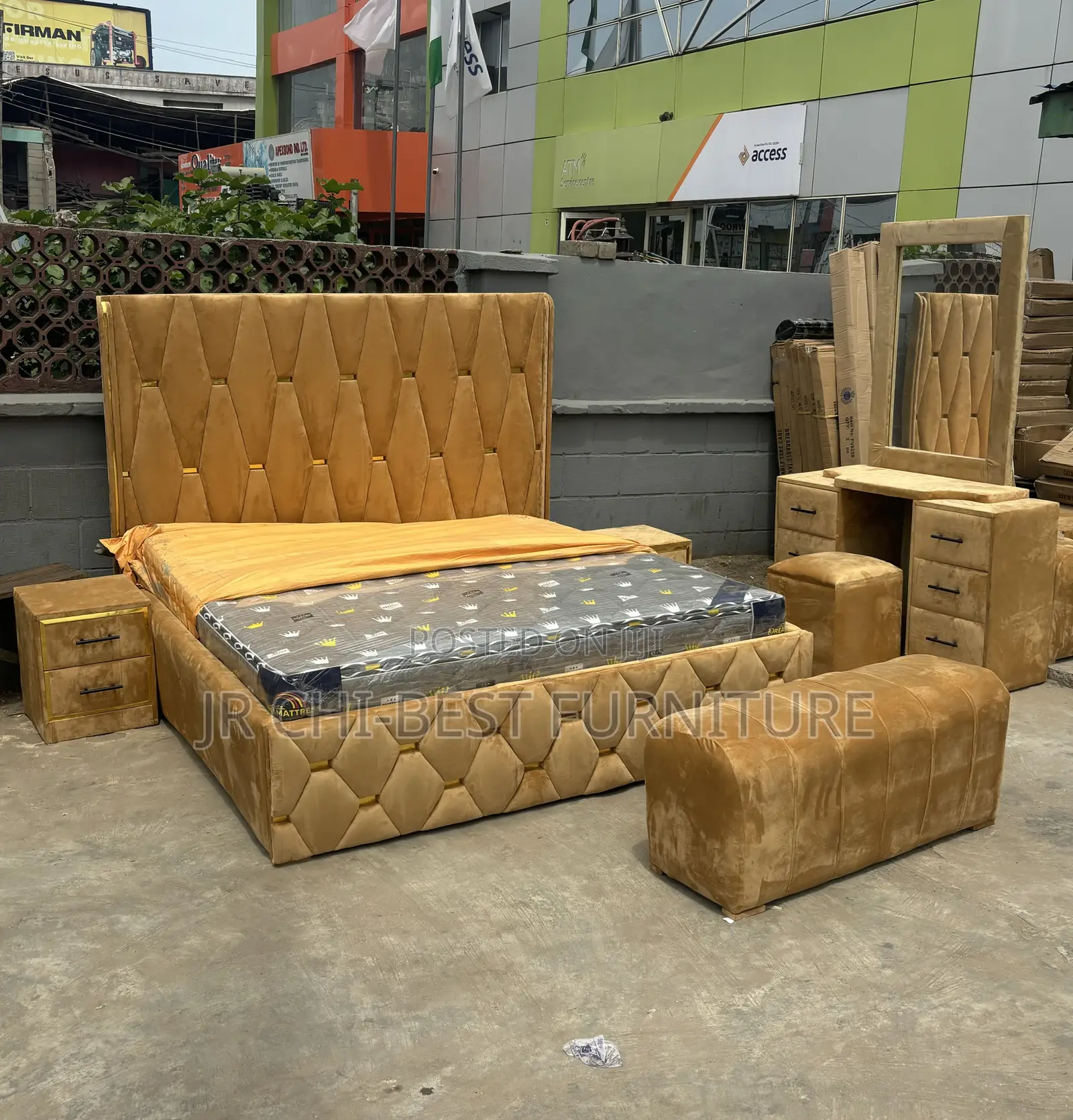 Impressive Well Crafted HDF Upholstery 6 by 6 Padded Bedframe Set