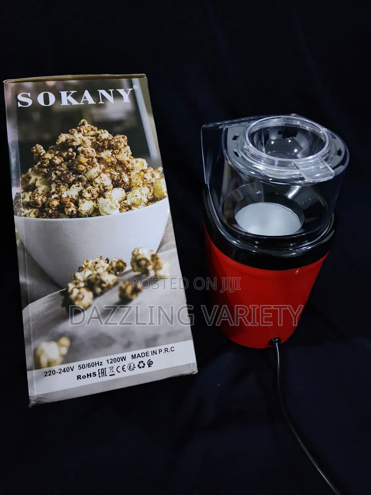 Sokany Hot Air Popcorn Maker Machine - Fast Oil Free Popping