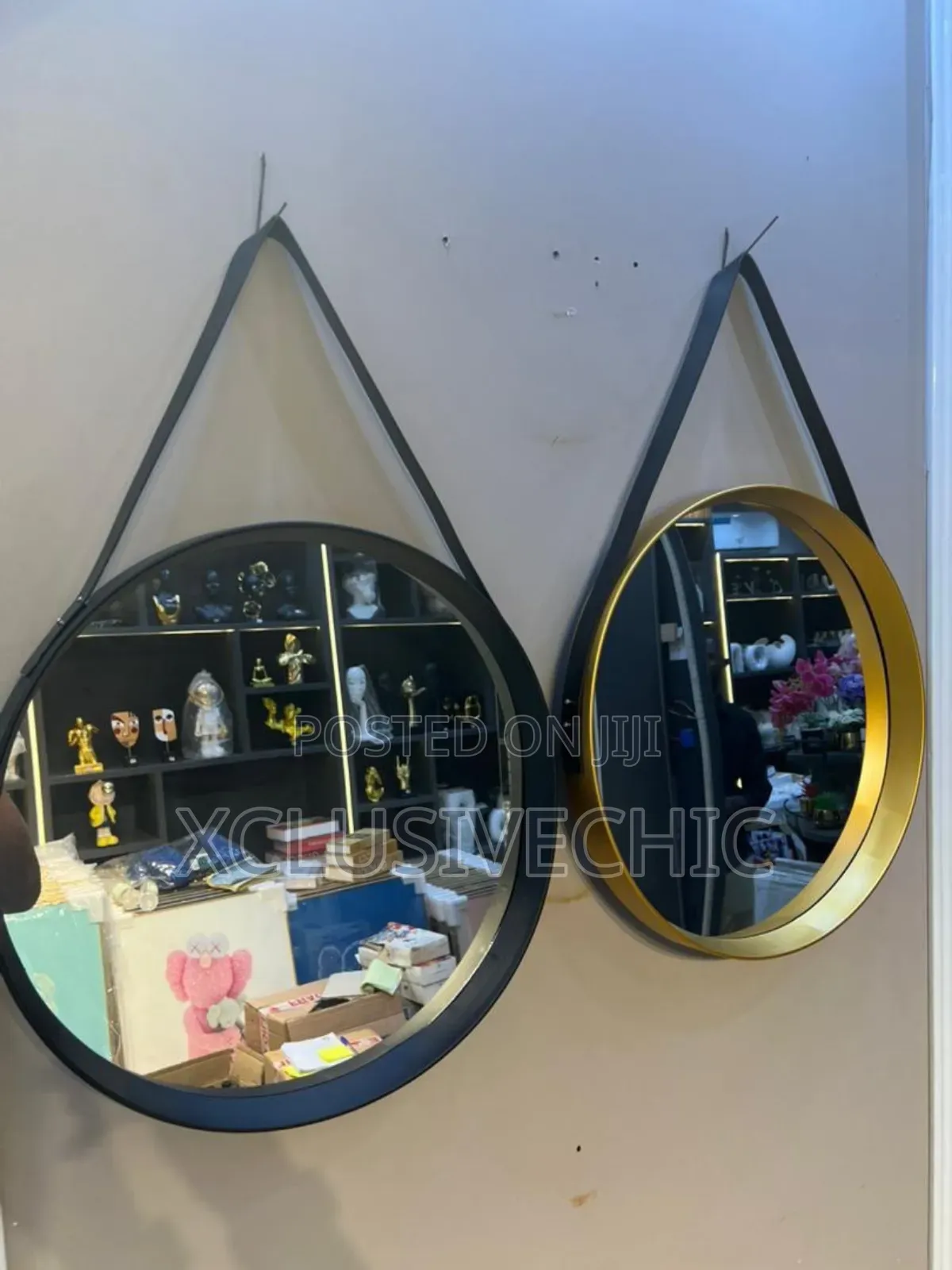 Beautiful Leather Belt Wall Mounted Mirror - 52cm