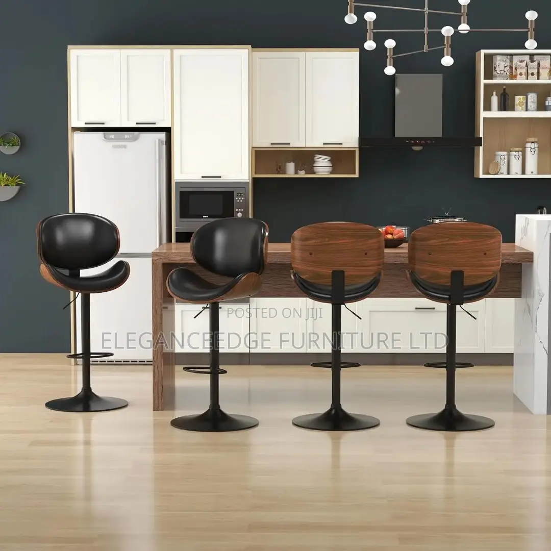 Modern European Style Leather Adjustable Height Rotating Bar Stool
