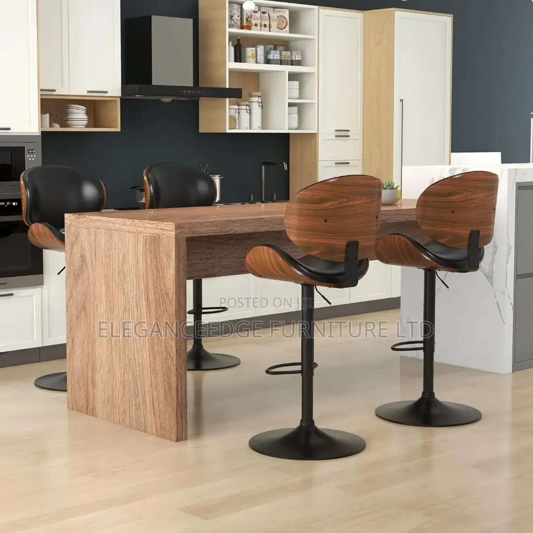 Modern European Style Leather Adjustable Height Rotating Bar Stool